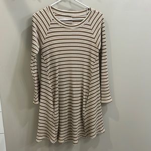 Tan and white striped dress